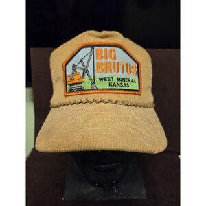 Vintage Big Brutus West Mineral KS Corduroy Snapback Truckers Farmers‎ Hat